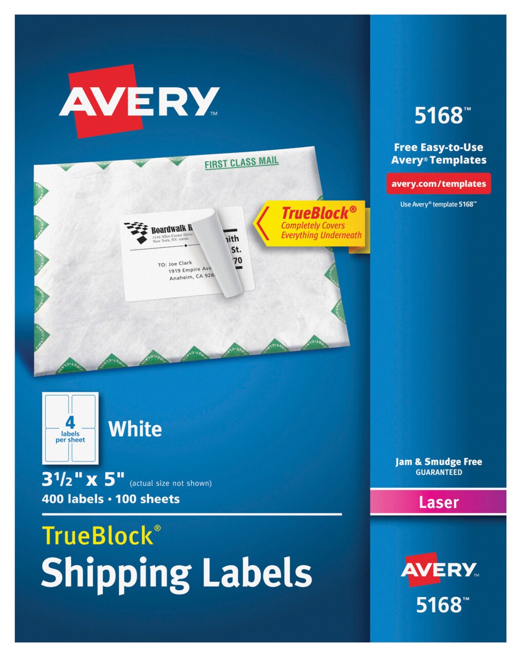 Avery TrueBlock Shipping Labels, Laser, 3-1/2 x 5 Inches, White, Pack of 400